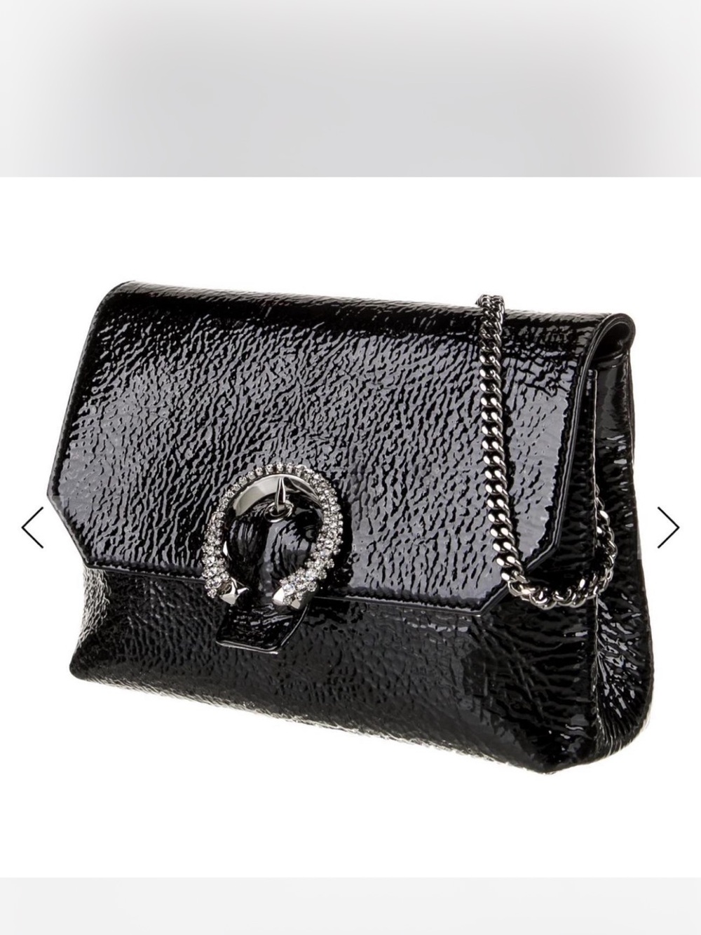 Jimmy Choo Black Patent Leather Chain-Handle Shoulder Bag
